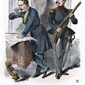 NAPOLEON III & BISMARCK. Cartoon by John Tenniel from Punch, 1866, on the rival