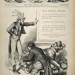 NAST: CIVIL SERVICE REFORM. Cur-Tail-Phobia : cartoon comment, 1876, by Thomas Nast on the need for civil service reform