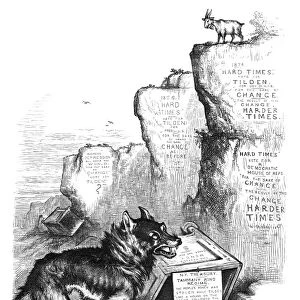 NAST: TILDEN CARTOON, 1876. Governor Tildens Democratic Wolf (Gaunt and Hungry ) and the Goat