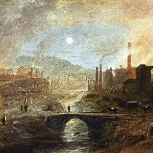 NAT-Y-GLO IRONWORKS, WALES. Watercolor, c1788, by George Robertson