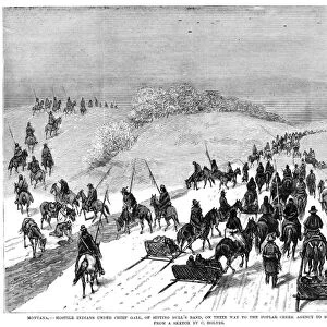 NATIVE AMERICAN SURRENDER. Lakota Native Americans under Chief Gall traveling to