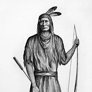 NATIVE AMERICANS: BOW AND ARROW. Drawing, 19th century