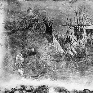 NATIVE AMERICANS: KANSAS VILLAGE. A Native American village in the Kansas Territory, 1853