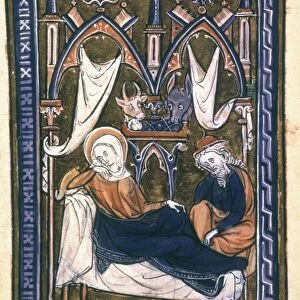 NATIVITY, FLEMISH, c1275. Manuscript illumination from a Flemish Psalter, c1275