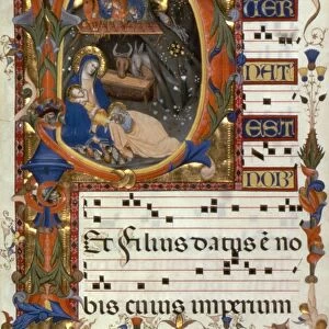 THE NATIVITY. Illumination from a Florentine Gradual, late 14th century