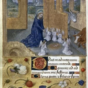 THE NATIVITY Illumination from a French or Flemish Book of Hours, c1480