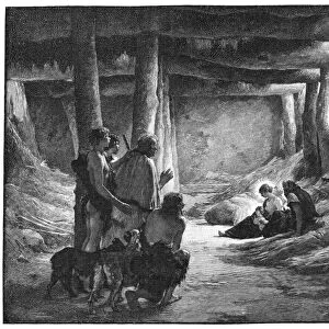 NATIVITY. Nativity scene. Line engraving, late 19th century