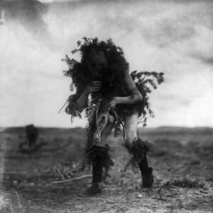 NAVAJO DANCER, c1905. A Navajo man dressed in spruce branches as the deity Tonenili the water sprinkler, during the Yeibichai, a ceremonial dance. Photograph by Edward Curtis, c1905