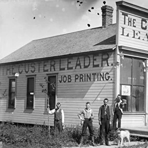 NEBRASKA: PRINTING OFFICE. Printing office of the Custer Leader newspaper in Broken Bow, Custer County, Nebraska. Photographed by Solomon D. Butcher, 1887