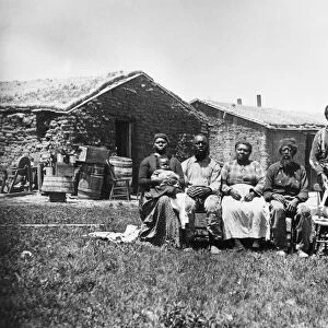 NEBRASKA: SETTLERS, 1887. The Shores family in front of their sod house near Westerville
