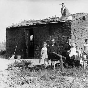 NEBRASKA: SETTLERS, 1888. The Samphere family in front of their sod house in Custer County