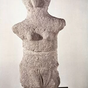 NEOLITHIC FIGURE. Neolithic grey limestone female figure from Karpathos, Dodecanese Islands, c3, 500 B. C