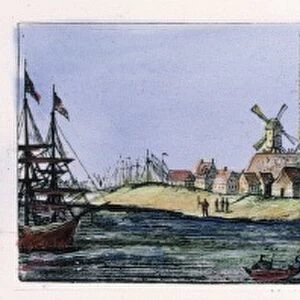 NEW AMSTERDAM, c1656. After a Dutch line engraving, c1656