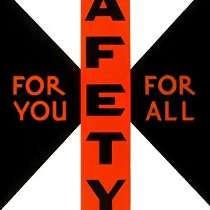 NEW DEAL: WPA POSTER. Safety for you, for all. American poster, 1936, promoting safety in the state of Illinois, featuring a civil defense symbol. Silkscreen by Carken for the Works Progress Administrations Federal Art Project