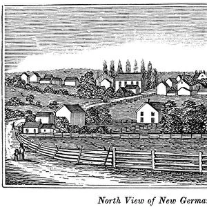 NEW JERSEY, 1844. North view of New Germantown, New Jersey. Wood engraving, 1844