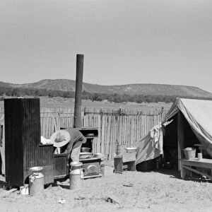 NEW MEXICO: HOMESTEADER. The temporary camp of the Caudill family while they move