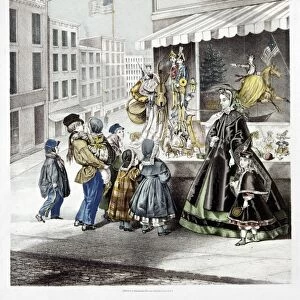 NEW YEARs EVE, 1865. New Years Eve in New York City. Lithograph by Fuchs, published by Kimmel