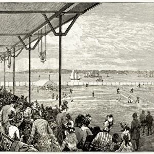 NEW YORK: BASEBALL, 1886. The new grounds of the Metropolitan Baseball Club on Staten Island. Line engraving, American, 1886