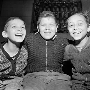 NEW YORK: BOYS, 1942. Jewish boys sitting on the steps of a synagogue in New York City