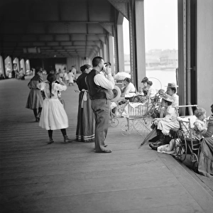 NEW YORK CITY, c1900. Families at a recreation dock in New York City. Photograph, c1900