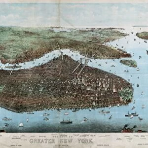 NEW YORK CITY, c1905. The City of Greater New York. Lithograph, c1905