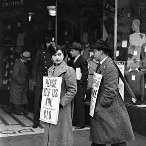 NEW YORK CITY: PICKET, 1937. Striking picketers in New York City. Photograph by Arthur Rothstein