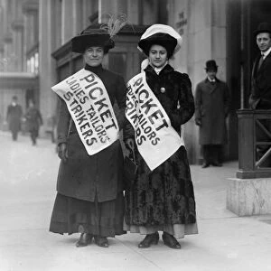 NEW YORK CITY: STRIKE, 1910. Two garment workers on a picket line during a garment