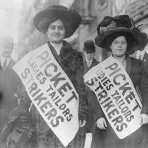 NEW YORK CITY: STRIKE, 1910. Two women strikers on a picket line during a garment