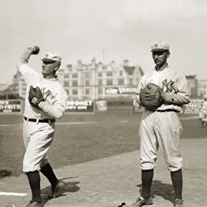 NEW YORK HIGHLANDERS, 1912. Harry Wolverton (center) and Bob Williams (right) playing for the New York Highlanders, 1912