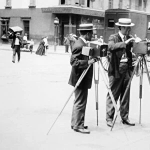 NEW YORK: LITTLE ITALY, c1910. Three street photographer with their large format cameras