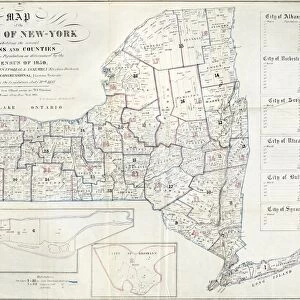 NEW YORK: MAP, 1851. Engraved map of New York State, 1851, made with information