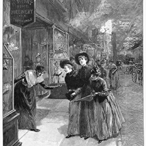 NEW YORK: MILLINER, 1889. New York Shop-Girls Buying Easter Bonnets on Division