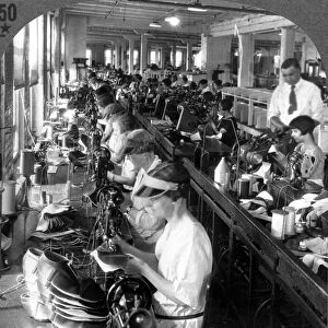NEW YORK: SHOE FACTORY. A shoe factory in Syracuse, New York. Stitching and fitting department