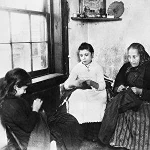 NEW YORK: SWEATSHOP. Italian women sewing in a Lower Manhattan sweatshop