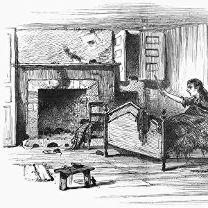 NEW YORK: TENEMENT CELLAR. Lodgings for the poor in a cellar on Allen Street on New York Citys Lower East Side. Wood engraving, American, 1875