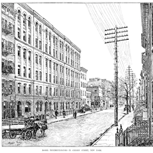NEW YORK: TENEMENTS, 1888. Model tenement houses on Cherry Street in New York City