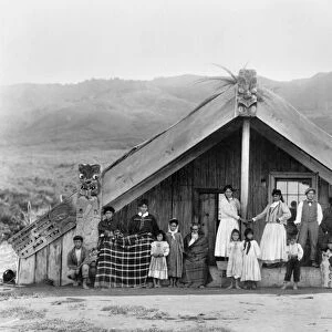 NEW ZEALAND: MAORI. A group of Maori people in New Zealand standing in front of