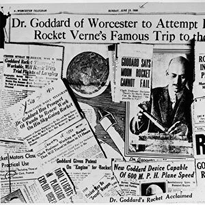 NEWSPAPERS: GODDARD, 1920. Newspaper clippings about Robert Goddard from the Worchester