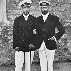 NICHOLAS II & GEORGE V, 1909. Tsar Nicholas II of Russia (left) with the Prince of Wales