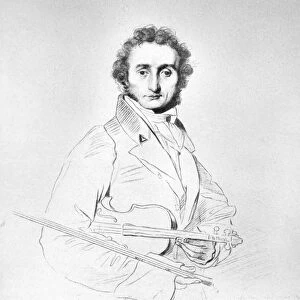 NICOLO PAGANINI (1782-1840). Italian violinist and composer. Line and stipple (head) and crayon manner engraving, c1831, by Luigi Calamatta, after a drawing, 1819, by Jean Auguste Dominique Ingres