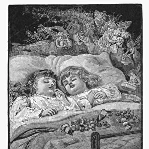 NIGHT BEFORE CHRISTMAS. The children were nestled all snug in their beds, while visions of sugar-plums danced through their heads. Illustration from an 1883 edition of Clement Clarke Moores celebrated poem, The Night Before Christmas