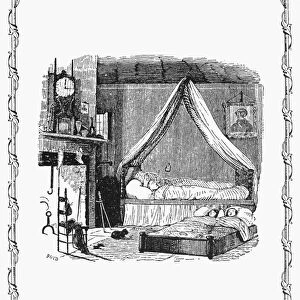 NIGHT BEFORE CHRISTMAS. Twas the night before Christmas, when all through the house, not a creature was stirring, not even a mouse. Wood engraving after T. C. Boyd from an 1848 edition of Clement Clarke Moores poem, A Visit from St. Nicholas
