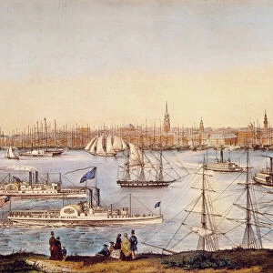 NY: BROOKLYN HEIGHTS, 1849. View of New York from Brooklyn Heights. Lithograph, 1849, by Nathaniel Currier