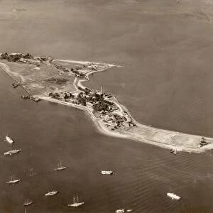 NYC: HART ISLAND, 1931. Aerial view of Hart Island in the Long Island Sound, used