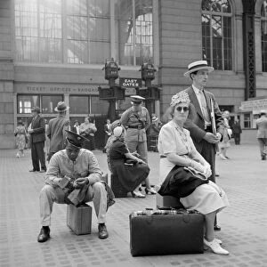 NYC: PENN STATION, 1942. Passengers waiting for their train at Penn Station in New York City