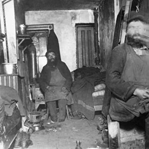 NYC: TENEMENT LIFE. Interior of tenement housing in New York City. Photograph by Jacob Riis
