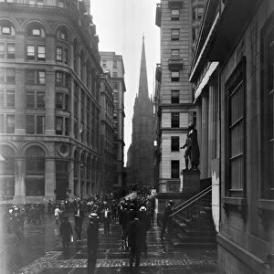 NYC: WALL STREET, c1905. A view down Wall Street in New York City. Photograph, c1905