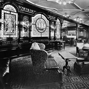 OCEAN LINER: INTERIOR, 1912. Smoking room of the British ocean liner RMS Olympic