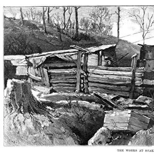 OHIO: COAL MINER WORKS. The Works at Snake Hollow, in Hocking Valley, Ohio. Engraving