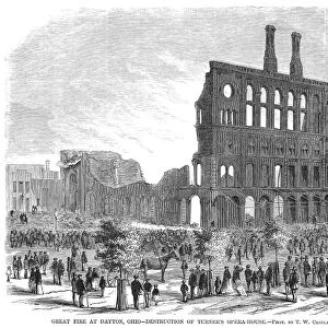 OHIO: DAYTON, FIRE, 1869. The ruins of Turners Opera House after the great fire in Dayton, Ohio